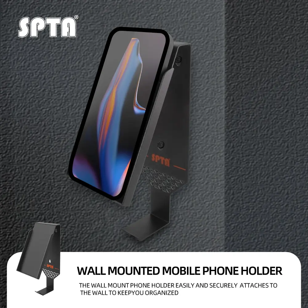 SPTA Wall Mount Phone Holder and Headphone Rack,Phone & Headphone Holder,Mobile & Garage Wall-Mounted Organizer, Durable, Anti-Corrosive For Car Care Detailing Accessories