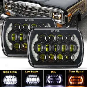 2PCS Rectangle H6054 LED Headlights 5x7 7x6 Headlamp with DRL Turn Signal High Low Beam,Compatible with Chevy S10 Blazer Express Ford GMC Savana Toyota Pickup Truck Van