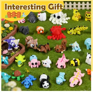 46 Piece Set 3D Printed Animal Figurines, Jointed Decompression Toy, Cute Desktop Decoration, Party Favors, Gift Bag Fillers