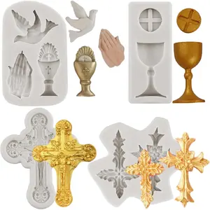 Cross  Molds Chalice Peace  Fondant Molds Baptism Cake Mold For Cake Decorating Cupcake Topper Candy  Gum Paste Polymer Clay Set Of 4