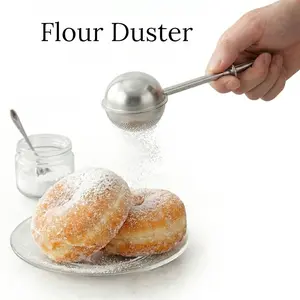 Flour Duster for Baking, Stainless Steel Powder Sugar Shaker, One-Handed Flour Sifter Wand, Fine Cocoa & Sugar Dusting Tool for Cakes, Pastry & Bread Making, Easy Scoop Design, Compact Kitchen Baking Accessory