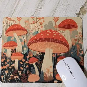Cottagecore Mushroom Design mouse pad 8.7 in x 7 in   Durable and dust and stain resistant  Anti-slip backing desk mat desk mat