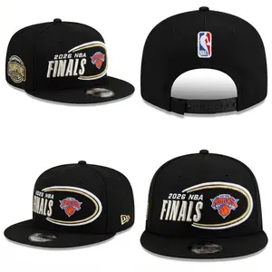 New Era New York Knicks 2026 NBA Finals Snapback Hat Black Flat Brim Adjustable Basketball Cap
