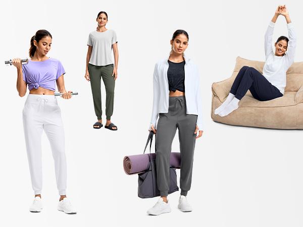 [Clearance] G Gradual Women's High Waisted Tapered Joggers - Athletic Sweatpants with Zip Pockets, Drawstring for Workout, Lounge, Workout Wear, Fitted, Training Jogger Trousers, Drawstring Sports Pants