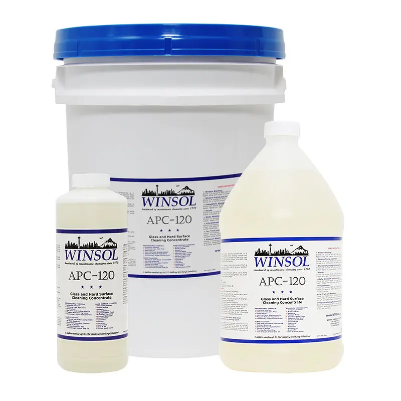 Winsol APC-120 Window Cleaning Concentrate - Concentrated Anionic Detergent for Windows Mirrors & Glass - Ammonia Free Dye Free - pH 7.0-8.0 - Safe Non-Toxic - Cuts Through Grease Oil & Fingerprints