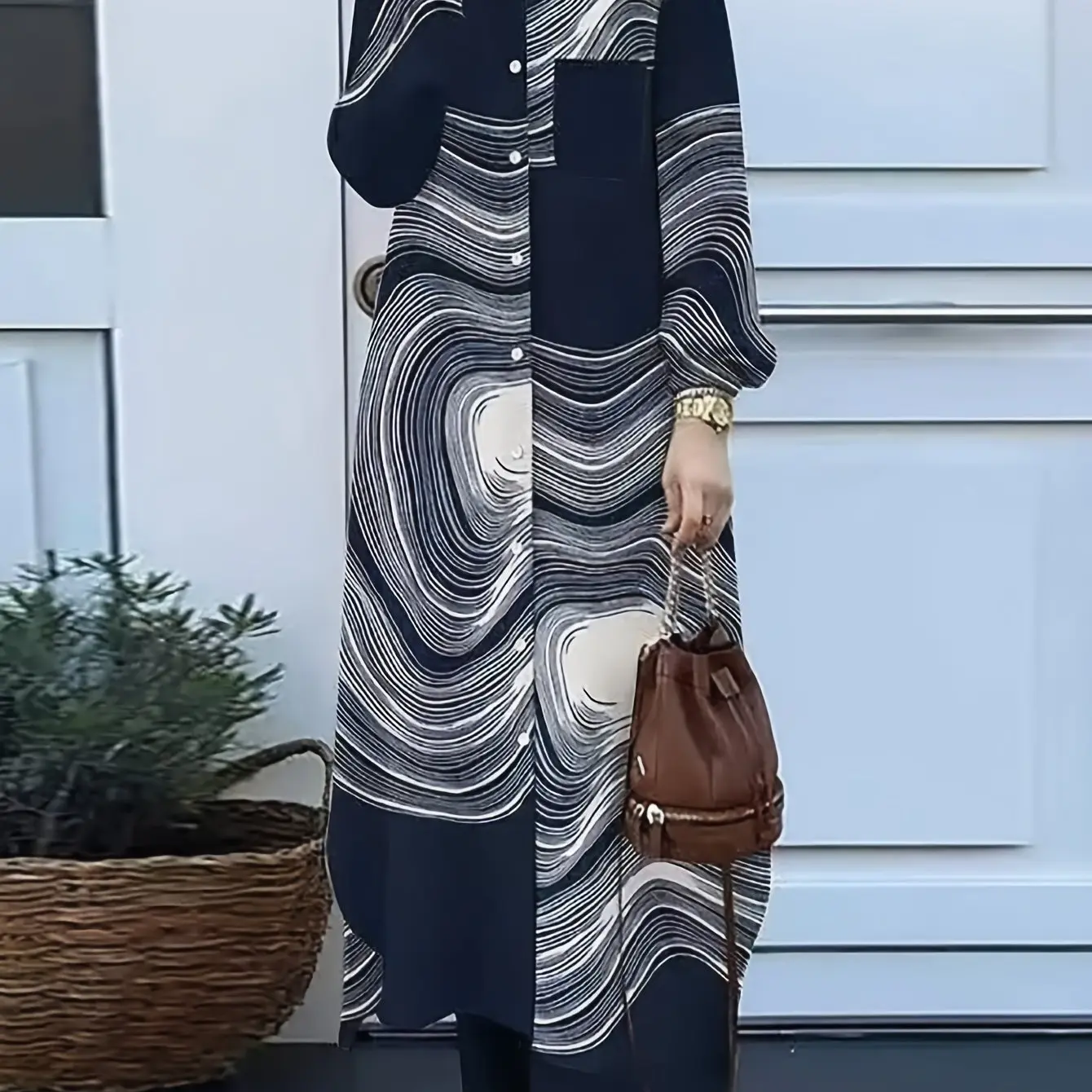 Women's Fashion Middle Eastern Print Long Sleeve Shirt Set