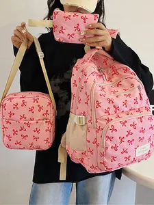 Butterfly Print Backpack Set, Large Capacity Shoulder Bag for Students, Travel Lightweight Casual Style, Trendy Design