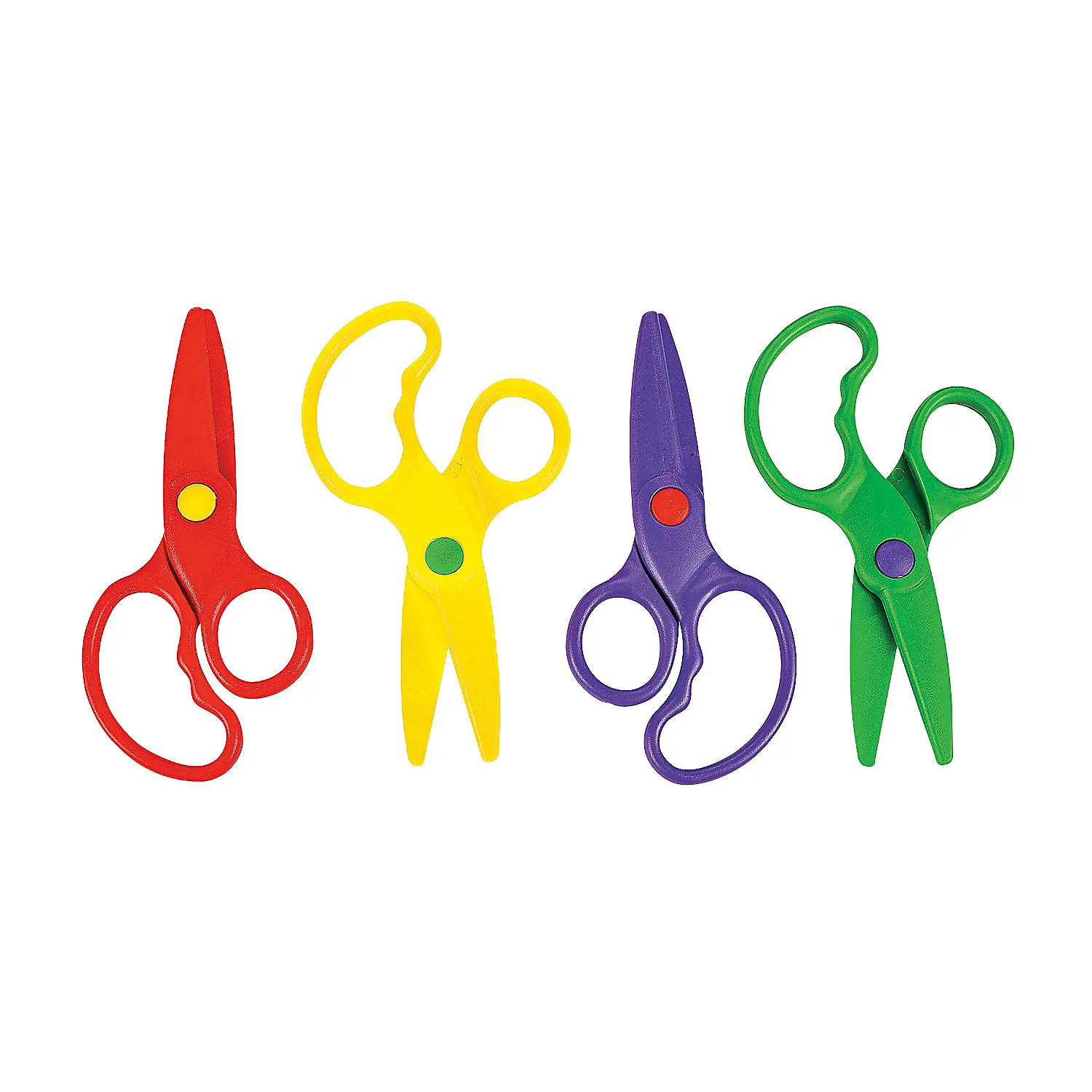 5" Assorted Bright Colors Safe Plastic Beginners Scissors - 12 Pc.