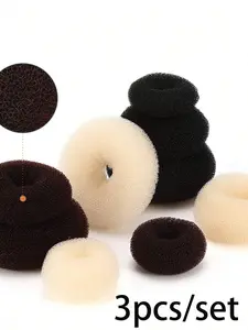 3pcs Hair Donut Bun Maker, Elastic Medium Hair Bobby Pins, Quick Voluminous Buns, Hair Volumizer, Secure Hold Hair Rings, Versatile Styling, Soft Texture