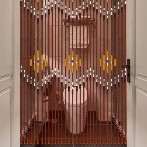 CNCEST Burr-Free Bamboo Wood Beaded Curtain - 86.6in Hand-Strung, Anti-Corrosion, Smooth-Surface, Chinese Classical Plum Blossom Floral Pattern Art Home Decor, Dry Clean Only Door Partition for Bedroom