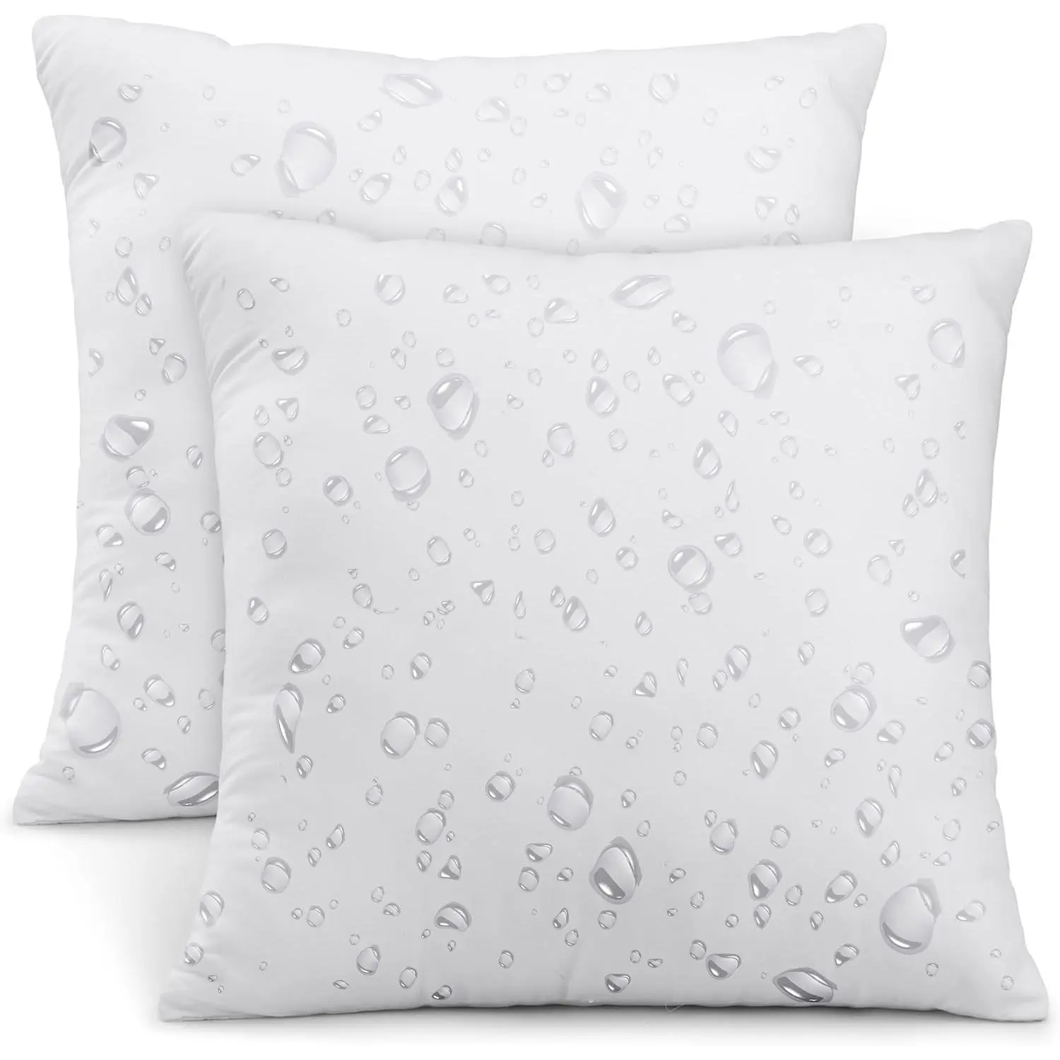 Outdoor Pillow Inserts 18 x 18 Inches (Pack of 2, White), Water Resistant Garden Throw Pillows for Patio and Porch Furniture