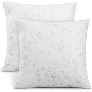 Outdoor Pillow Inserts 18 x 18 Inches (Pack of 2, White), Water Resistant Garden Throw Pillows for Patio and Porch Furniture