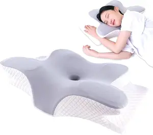 Cervical Neck Pillow, Ergonomic Memory Foam Pillows for Sleeping, Contour Pillow Orthopedic Bed Pillow, Soft, Breathable for Side Sleep Stomach Sleeping and Back Sleepers with Pillowcase (LGREY)