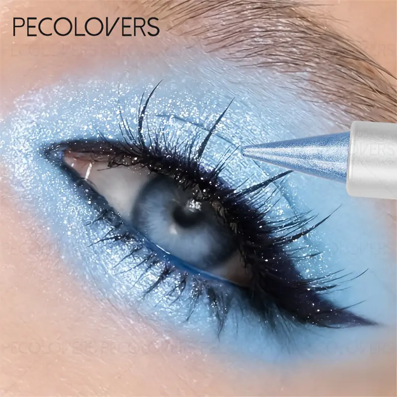 1pc Sky-Blue Pearlescent Glitter Eyeshadow Stick, Long-Lasting Waterproof, With Cutting-Edge Design Creating a Fashionable And Perfect Eye Makeup Look, Shimmer Eyeshadow Stick, Eye Shadow Sticks, Enhance Eye Makeup