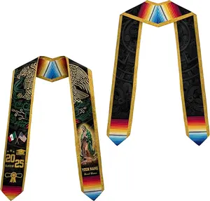 Personalized Mexican Graduation Sash 2025, Custom Mexican American Flag Graduation Stole, Mexico Graduation Stole Class of 2025