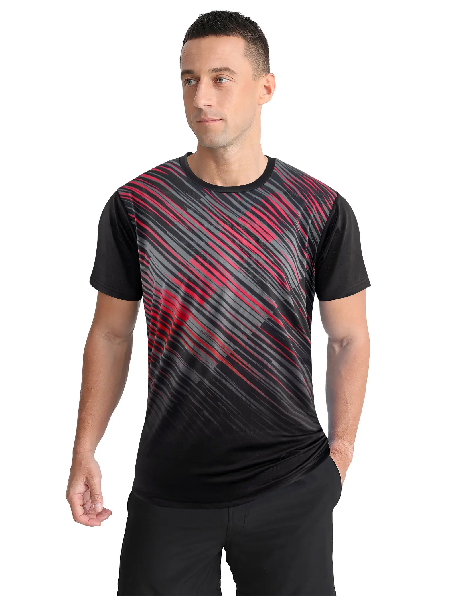 APTRO Men's Gradient Athletic T-Shirt, Fitted Short Sleeve Poly-Spandex Top with Moisture Wicking & UV Protection for Running, Sporty Chic, Unisex, 88%Polyester, 12%Spandex, Breathable