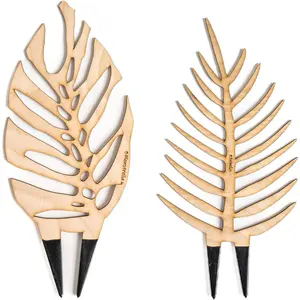 Bare(TM) Bundle - Monstrella + Palmella - Set of 2 Wooden  Trellises for Indoor Climbing Houseplants - 12" Tall Customizable Leaf-Shaped  Supports