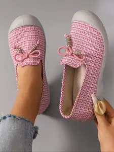 Women's Fashionable Bowknot Design Slip on Ballet Flats, Casual Comfortable Breathable Lightweight Soft Soled Sports Shoes, Walking Shoes, All-match Commuter Shoes for Work & Daily Wear