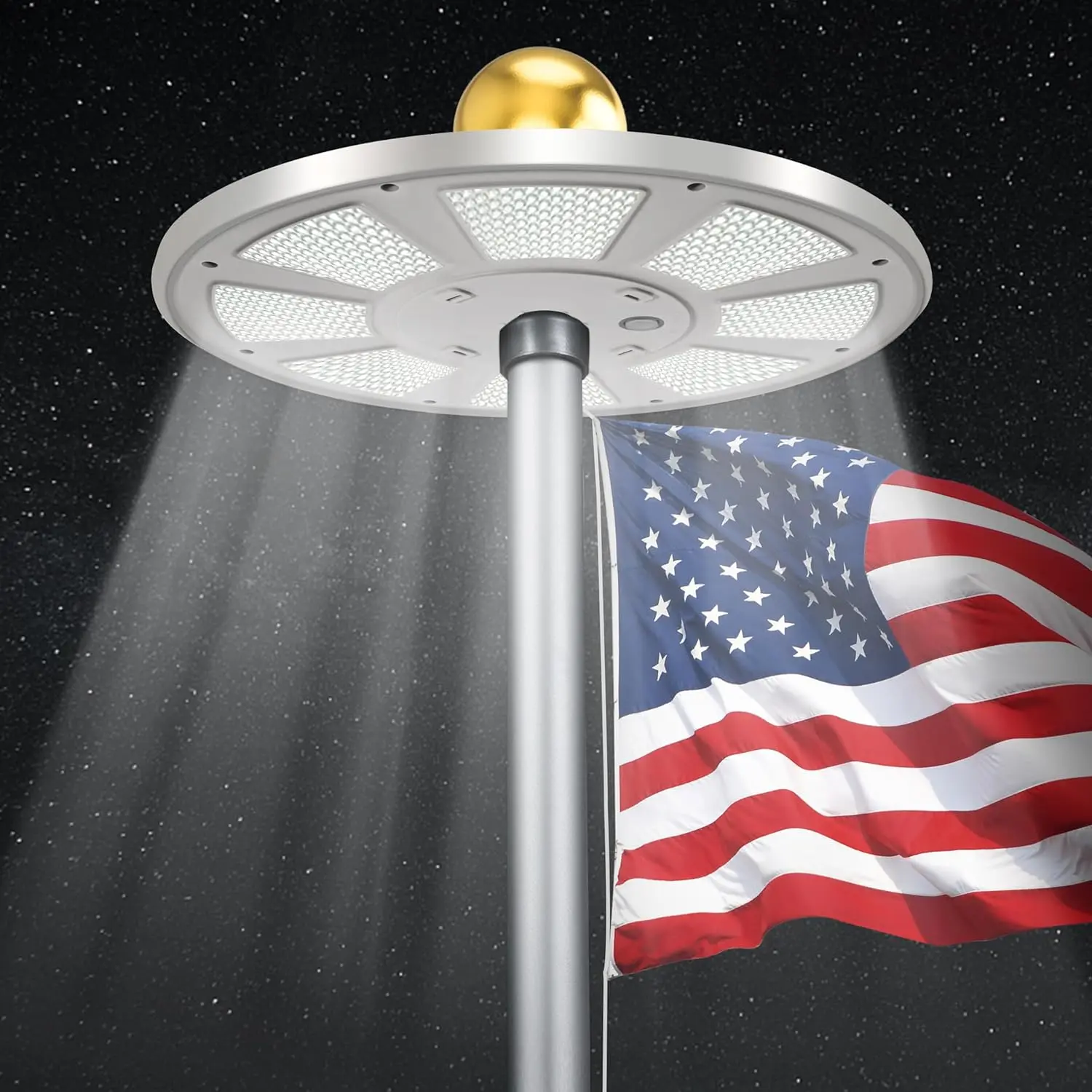 Flag Pole Light Solar ,Premium  Flagpole Light 136 LED 10000h Lifespan for 15-25 Ft Poles, Lighting on Outdoor Pole Top,10 Hour Dusk to Dawn Auto On/Off