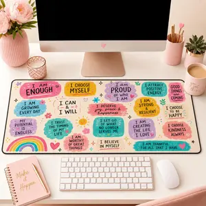 Bright-Colored Desktop Mat, Positive Affirmations Desk Mat, Inspirational Mouse Pad for Home Office Use, Bright-Colored Desktop Mats