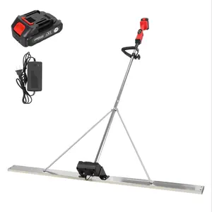 Screed Cement Finishing Vibrating Motor with 59 Inch Stainless Steel Board Straight Edge Finisher Set, Battery Powered