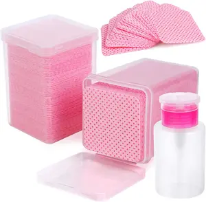 400 Pieces Cotton Pads,1 Pull-Down Pump Dispenser Bottle, Super Absorbent Soft Non-Woven Nail Polish Products
