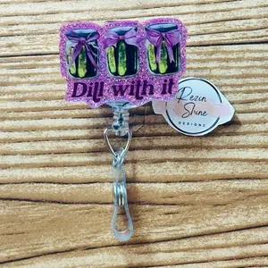 Dill With It Pink Pickle Badge Reel