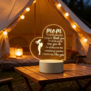 Mom Thank You Heart 2D Acrylic LED Night Light, Warm White USB Bedside Lamp, Mother's Day Birthday Gift for Mom, Bedroom Home Decor Mom Thank You Heart 2D Acrylic LED Night Light, Warm White USB Bedside Lamp, Mother's Day Birthday Gift for Mom, Bedroom Home Decor