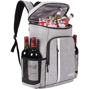 Backpack Cooler Leakproof Insulated Waterproof Backpack Cooler Bag beige built-in organizer laptop compartment road  trip