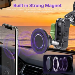 Suction Cup Magnetic Car Phone Mount 360 Degree Adjustable Dashboard Windshield Cell Phone Holder Universal Fit
