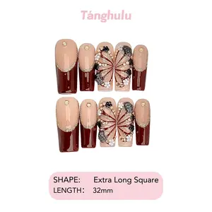 Tanghulu Nails-LUXE ALLURE/ Handmade Press On Nails/ Square / Long 28mm