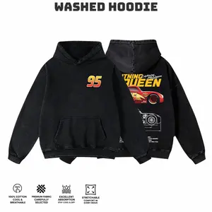 Retro Two Side Cars Washed Hoodie ,Cars Movie T-Shirt, Mc queen and Mater Retro Vintage Unisex Oversized Anime Graphic Tee – Trendy Y2K Acid Gildan,Manga Game Movie Lover Gift For Fans Merch