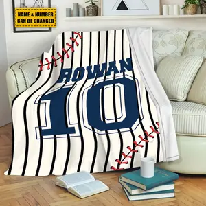 Petthouse | Personalized Baseball Blanket, Baseball Throw Blanket, Custom Baseball Gift For Dad, Husband, Boyfriend