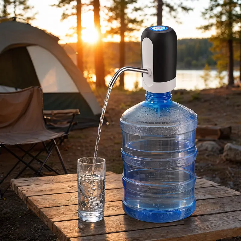White 5-Gallon USB-Rechargeable Electric Autopump Water Dispenser - ABS Plastic Kitchenware, Freestanding Container, 0-49W, 25W, 24-Month Warranty, Portable, Gallon Jug Compatible for Home & Office