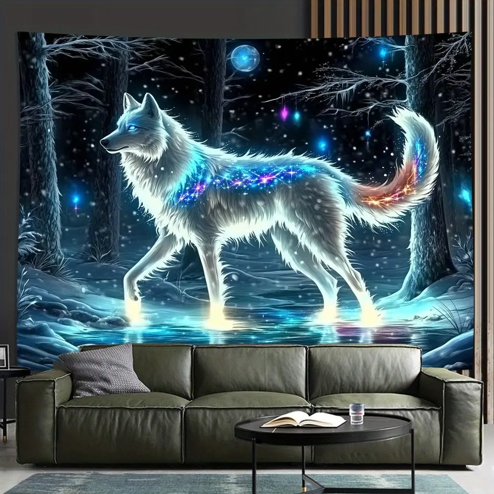 Luminous Wolf Background Cloth, Perfect Decor for Living Room Bedroom Office Party, Creative Gift Idea for All Occasions