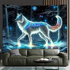 Luminous Wolf Background Cloth, Perfect Decor for Living Room Bedroom Office Party, Creative Gift Idea for All Occasions