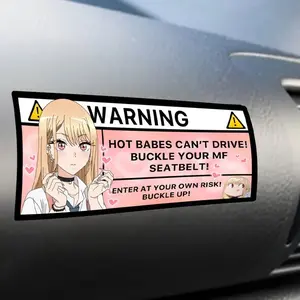 1PC "WARNING Hot Babes Reminder" Multi-scene Anime Funny Sticker For Digital Device/Gear Bag Multi-scene Funny Goodie Adds Anime Personal Texture Top For Multi-scene Anime Style Fans Car Decal