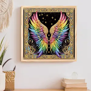 Rainbow Wings Pattern DIY Diamond Arts Colorful Painting Kit, 1 Set 5D Handmade Creative Picture for Beginners, Wall Art Decor for Home