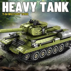 515pcs T34 Heavy Tank Building Block Model Toy, Military Collectible for Boys, Detailed Armored Vehicle Construction Set