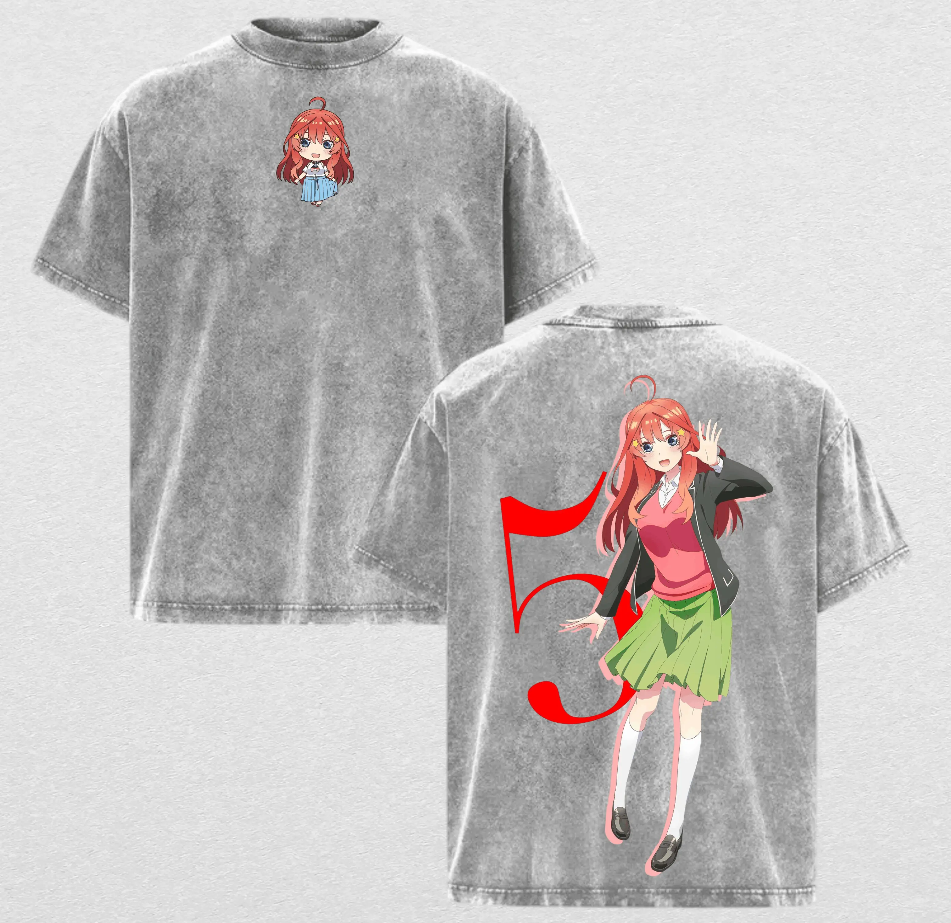 Itsuki Nakano Quintessential Quintuplets Anime Vintage Acid Wash T-Shirt | Premium Heavyweight Cotton Retro Graphic Tee | Oversized Streetwear Apparel Gift