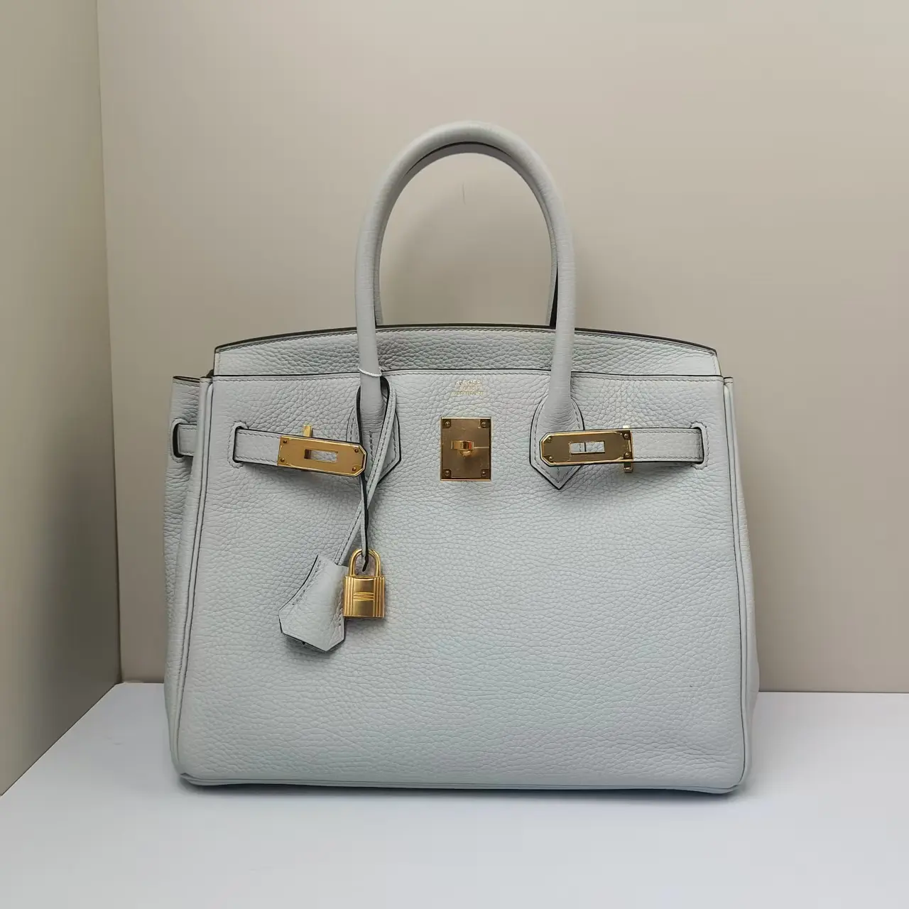 Pre-owned HERMÈS Epsom Handbag Birkin 30 Z Stamp 2021 Bleu Pale CPU0721