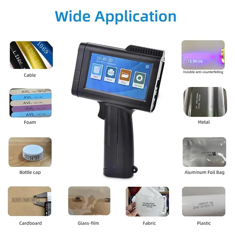 Upgraded Handheld Inkjet Printer with LED Touch Screen Quick-Drying Inkjet Coding Machine for Code Date LOGO,Bar Code,Number, Label (Support 14 Languages &3 Print Precision)