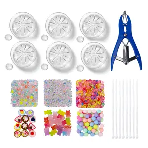 DIY Handmade Stress Relief Ball Kit, Dumpling Bun Shape, Candy Series, Includes 6 Accessories, 6 Transparent Balls, Expander, 8 Straps, Perfect for Kids Gifts