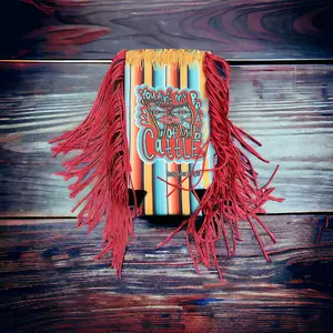 🇺🇸 "You Ain't My Brand of Cattle" Slim 12oz Fringe Koozie (Handmade in Texas)