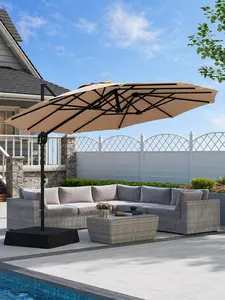 【Adjustable Tilt & Double-Sided】ONBRILL 13/10FT Cantilever Patio Umbrella with Base Included, Heavy Duty Large Outdoor Umbrella Offset for Pool, Patio, Backyard,Outdoor Furniture,Garden Furniture,Summer,Mother's Day Gift