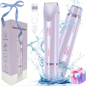 2-in-1 Body Electric Shaver/Trimmer, Ultimate Grooming Kit for Bikini, Chest, Legs, Intimate & Facial Hair Removal, IPX7, Waterproof Hair Trimmer, Travel Lock, Cordless Trimmer, For Men & Women, Holiday Gift Set for Couples