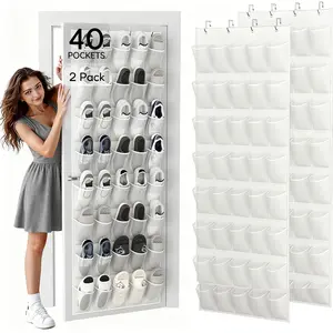2PCS Over the Door Shoe Organizer with 80 Breathable Mesh Pockets - Large Capacity Closet Storage for Men & Women, Hanging Shoe Rack Organizer