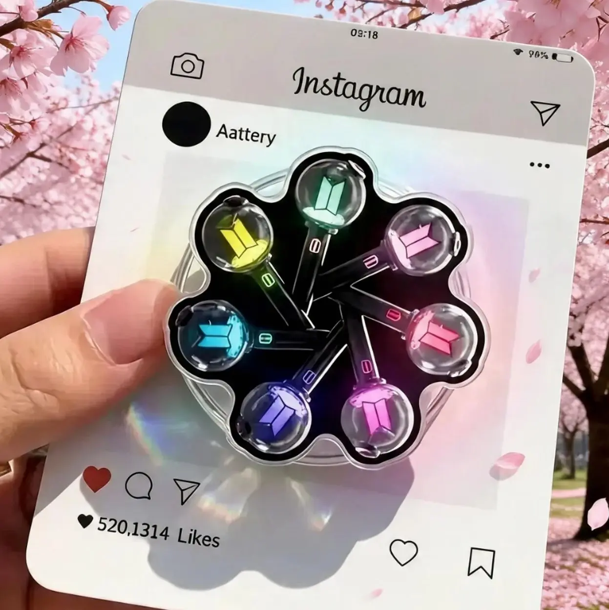K-Pop Inspired Light Stick Acrylic Phone Grip, Colorful Concert Fan Magnetic Phone Stand Holder