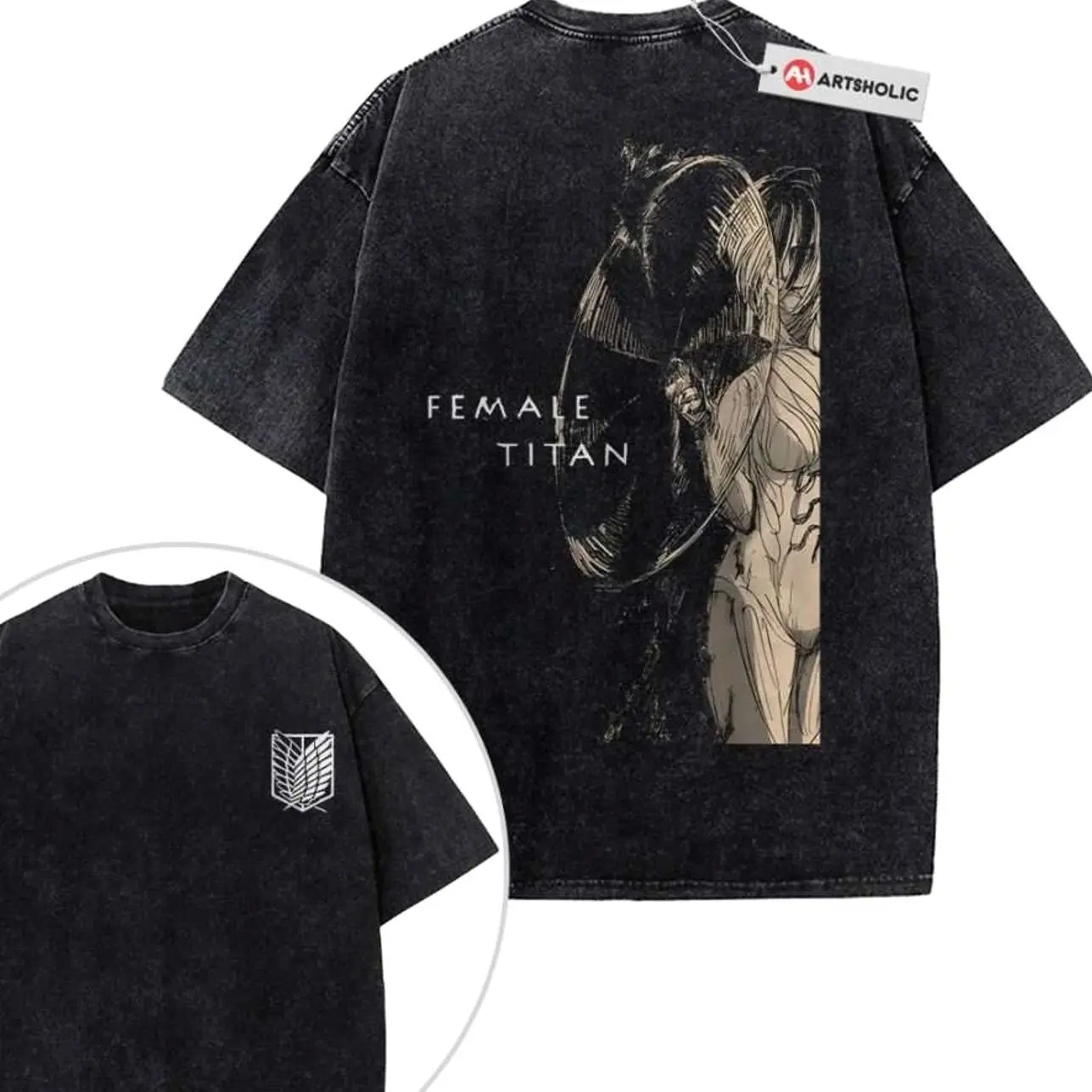 Annie Leonhart Shirt, Female Titan Shirt, Attack On Titan Shirt, AOT Shirt, Anime Shirt, Vintage Tee 2-Sided , Graphic Tee, Unisex Fashion, Full Color, Full Size, For Men, For Women