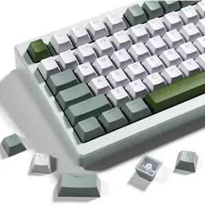 XVX Shine Through Keycaps -133  Cherry Profile Double Shot PBT Keycaps Compatible for 60%/75%/ Retro Gaming Mechanical Keyboard-Milk Grass Green